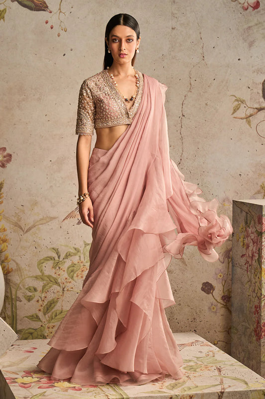 Belle Dusky Pink Heavily Net Embroidered Blouse