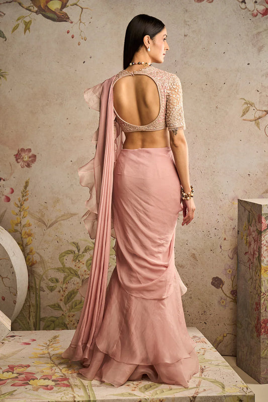 Belle Dusky Pink Heavily Net Embroidered Blouse