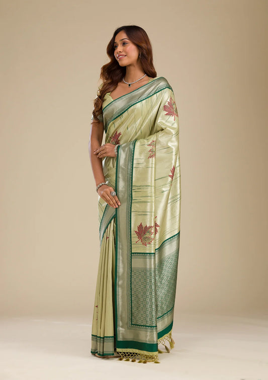 Beige Printed Soft Silk Saree